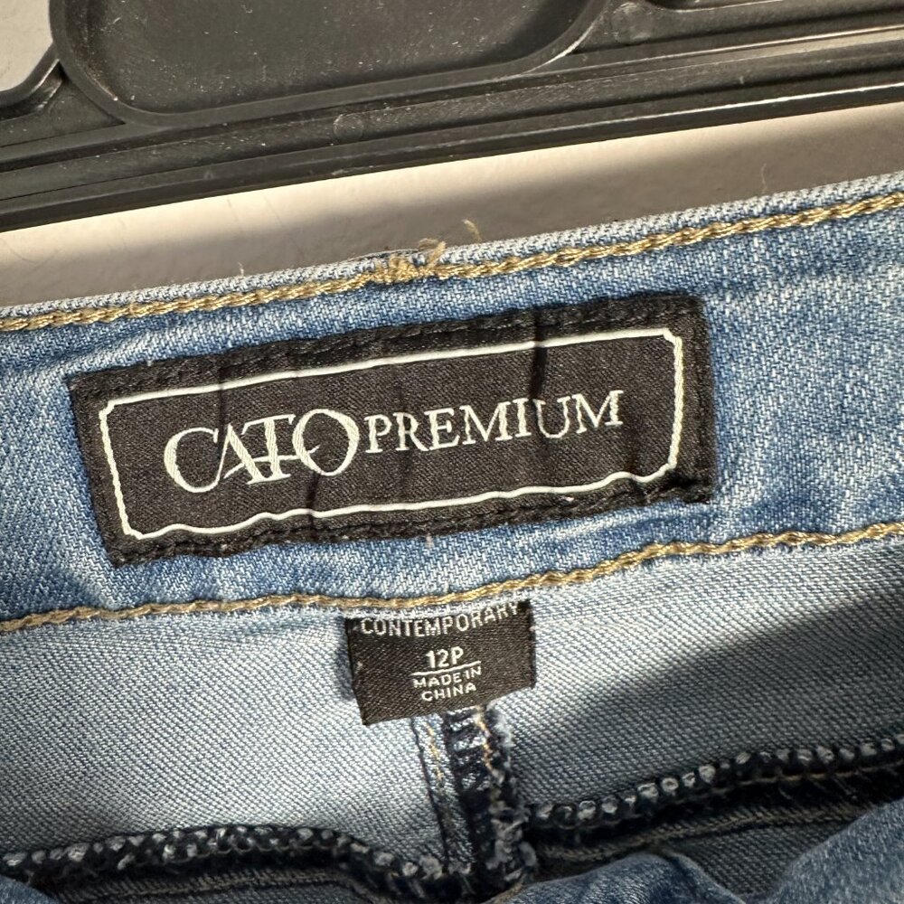 EUC Cato Premium Woman Denim Womens Blue Jeans 12 P Petite Wide Leg KFT - Picture 2 of 4